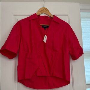 Banana Republic Vibrant Pink Cropped Button-Front Top